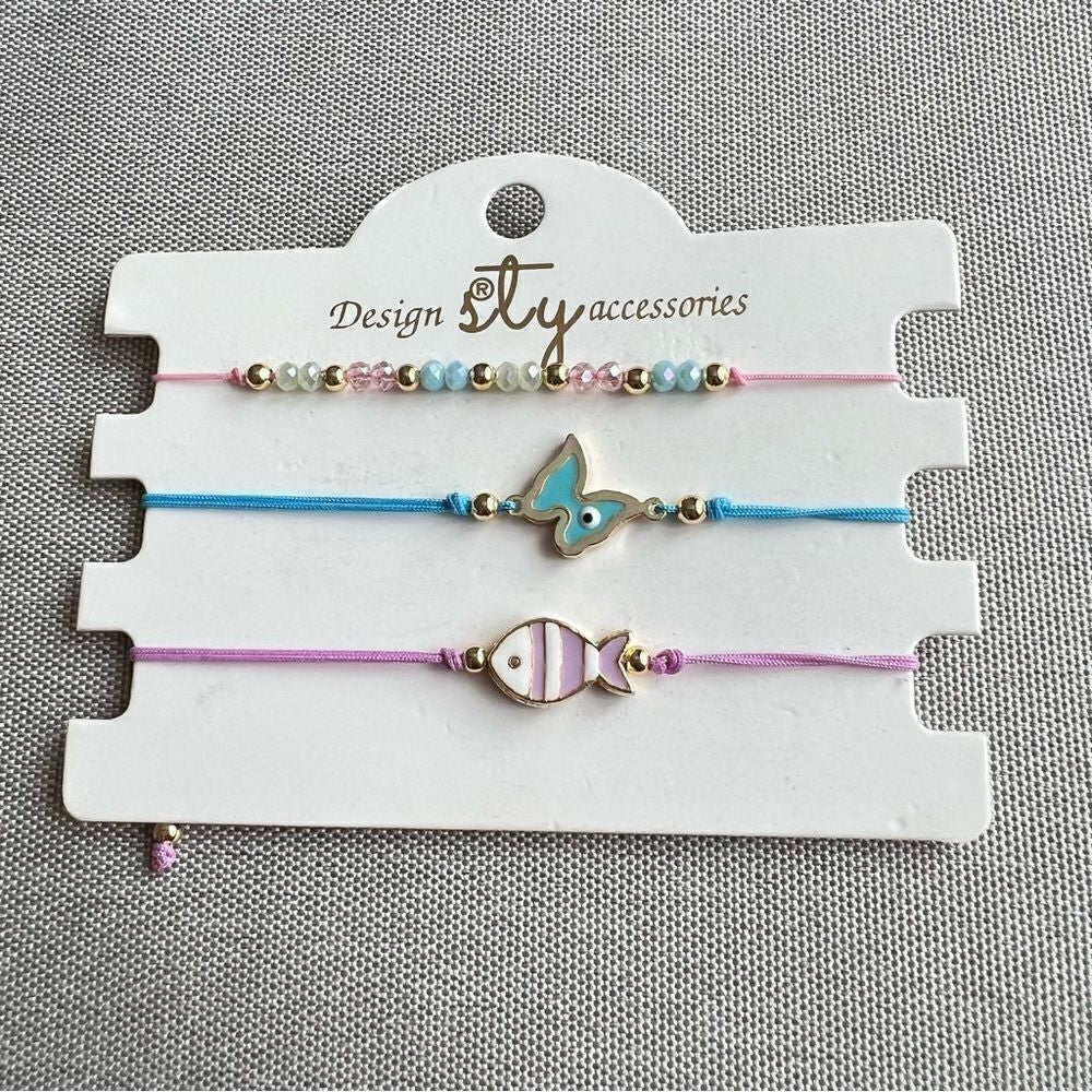 Macrame String Evil Eye Lucky Boho Bracelet NEW Set of 3