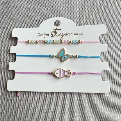 Macrame String Evil Eye Lucky Boho Bracelet NEW Set of 3
