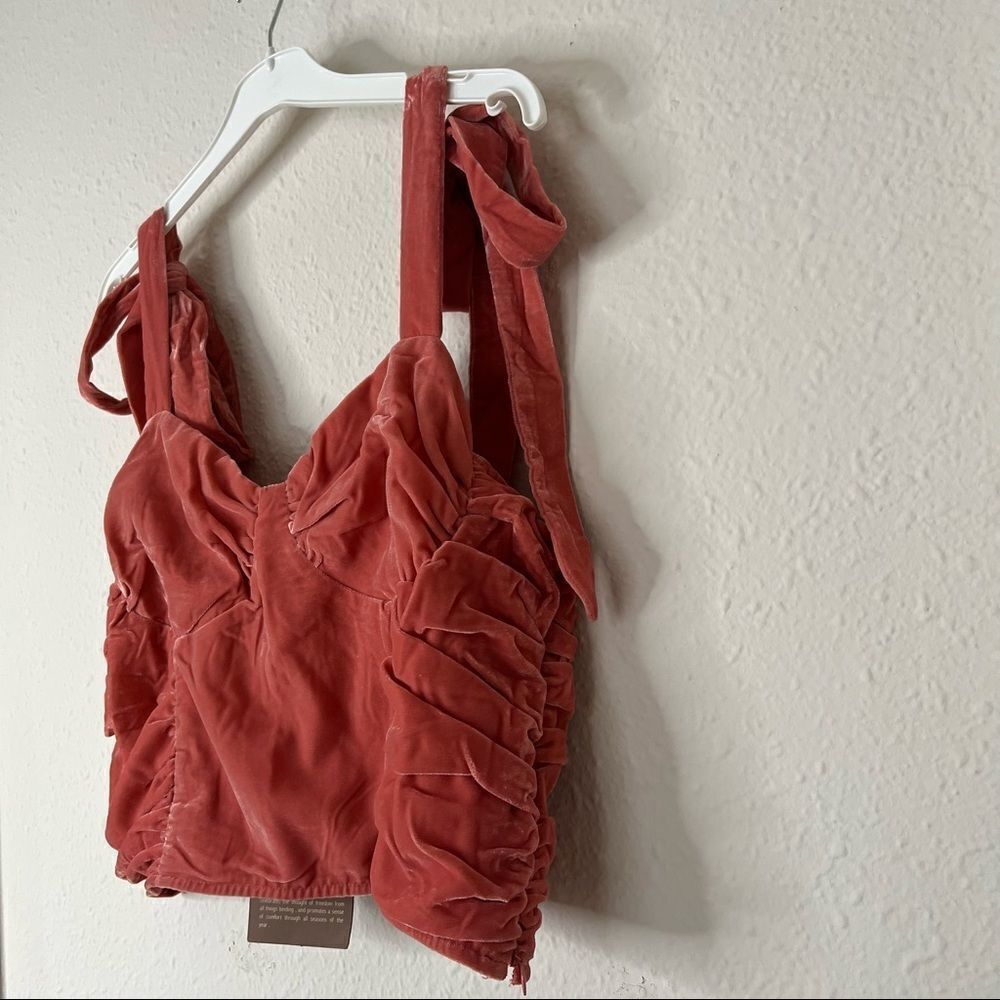 Anthropologie Corset-Seamed Velvet Top Size L