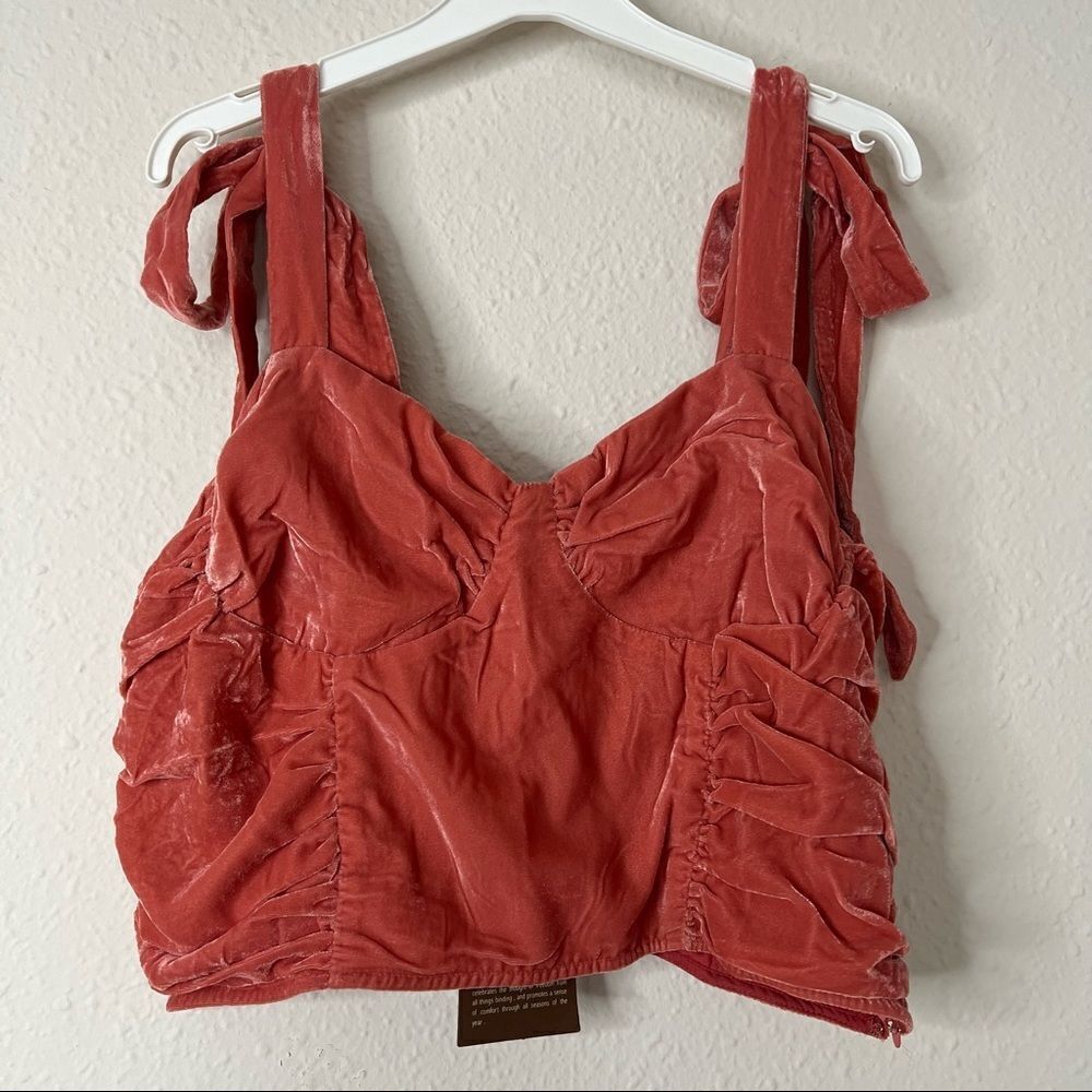 Anthropologie Corset-Seamed Velvet Top Size L
