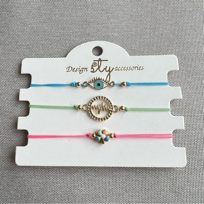 Macrame String Evil Eye Lucky Boho Bracelet NEW Set of 3