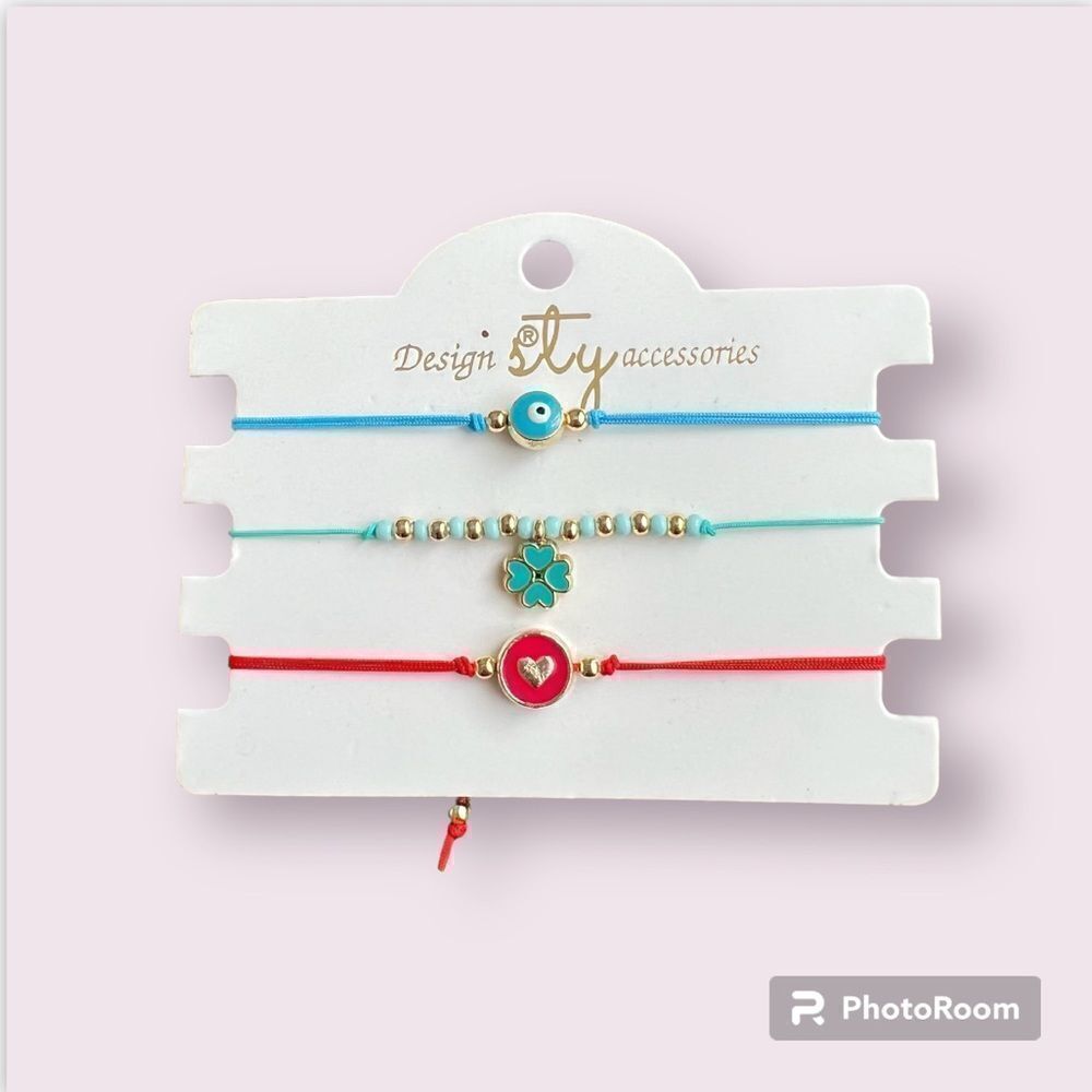 Macrame String Evil Eye Lucky Boho Bracelet NEW Set of 3