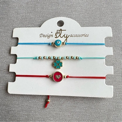 Macrame String Evil Eye Lucky Boho Bracelet NEW Set of 3