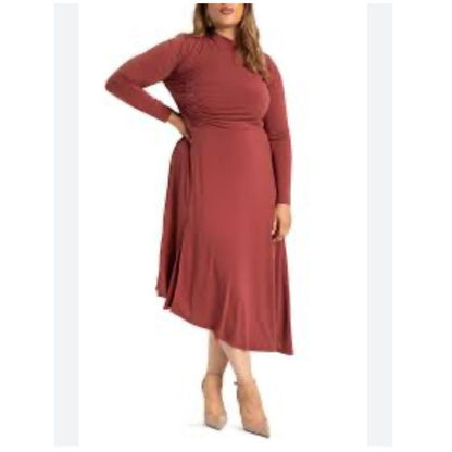 Eloquii Asymmetrical Long Sleeve Midi Dress NEW Plus Size 18