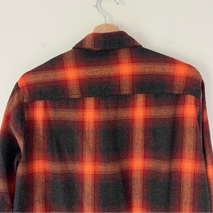 Taylor Swift Evermore Flannel Button Down Shirt Size Small Old Navy Orange Gray