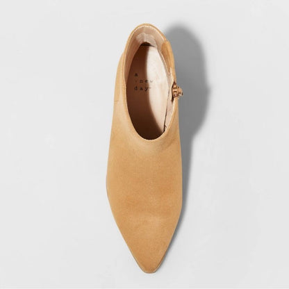 A New Day Women's Delilah Heeled Ankle Boots in Camel | Size 9,5