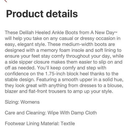 A New Day Women's Delilah Heeled Ankle Boots in Camel | Size 9,5
