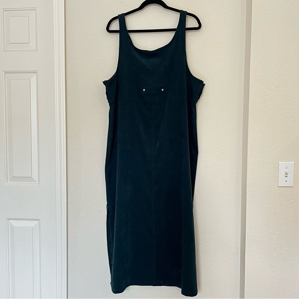 Eric Charles Pinafore Midi Overall Dress in Green Plus Size 1X