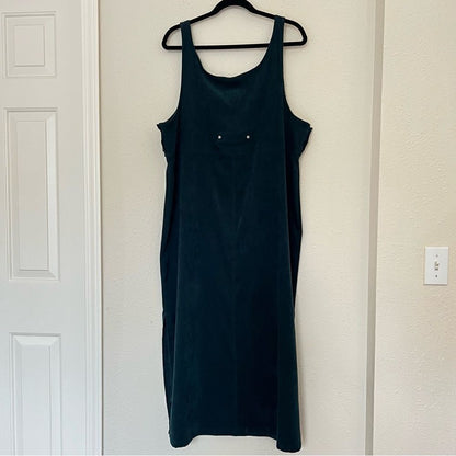 Eric Charles Pinafore Midi Overall Dress in Green Plus Size 1X