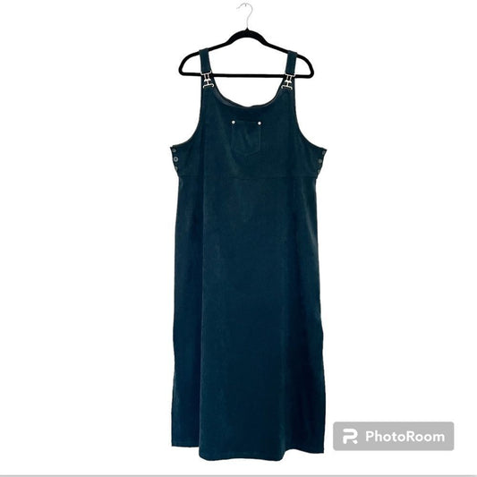 Eric Charles Pinafore Midi Overall Dress in Green Plus Size 1X