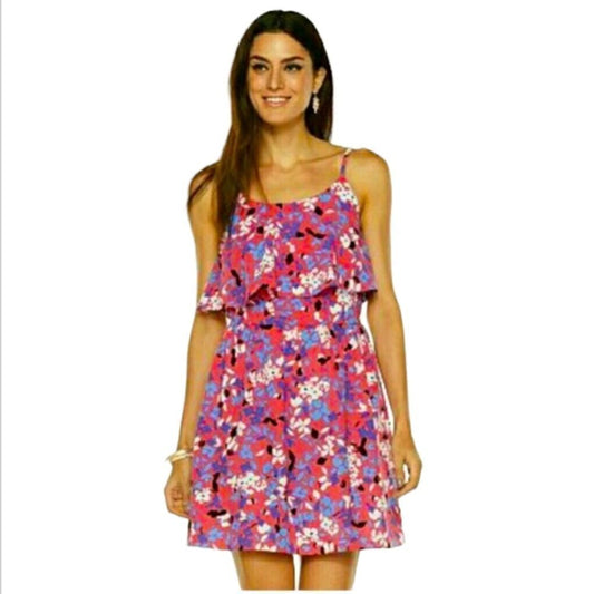 Elle Pink Floral Mini Dress Size Medium
