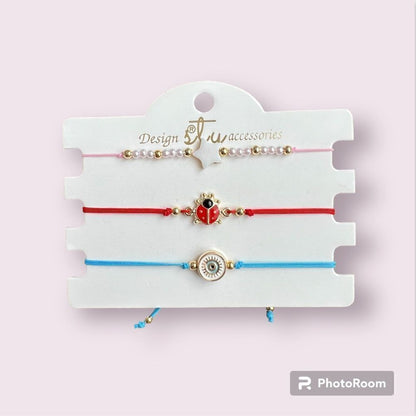 Macrame String Evil Eye Lucky Boho Bracelet NEW Set of 3