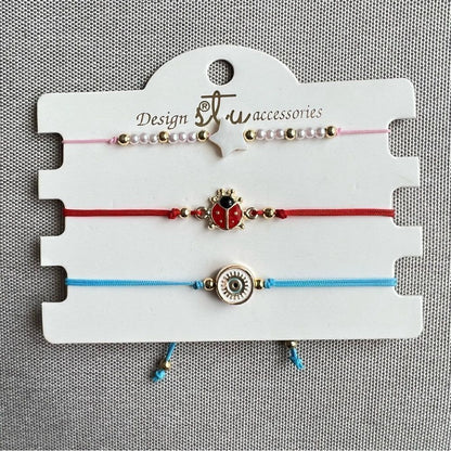 Macrame String Evil Eye Lucky Boho Bracelet NEW Set of 3