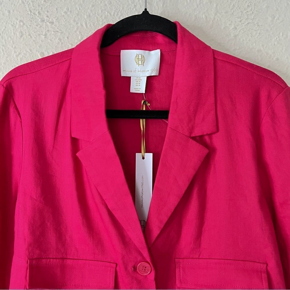 House of Harlow Linen Blend Blazer in Pink NEW Size Medium