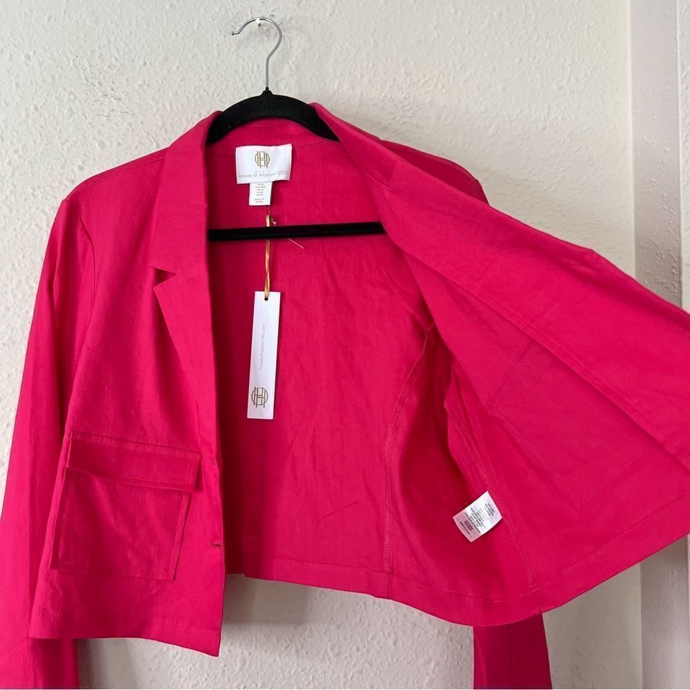 House of Harlow Linen Blend Blazer in Pink NEW Size Medium