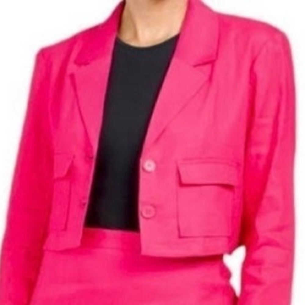 House of Harlow Linen Blend Blazer in Pink NEW Size Medium