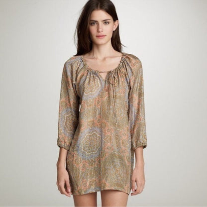 J. Crew Harbor Paisley 100% Silk Tunic Top Size Medium