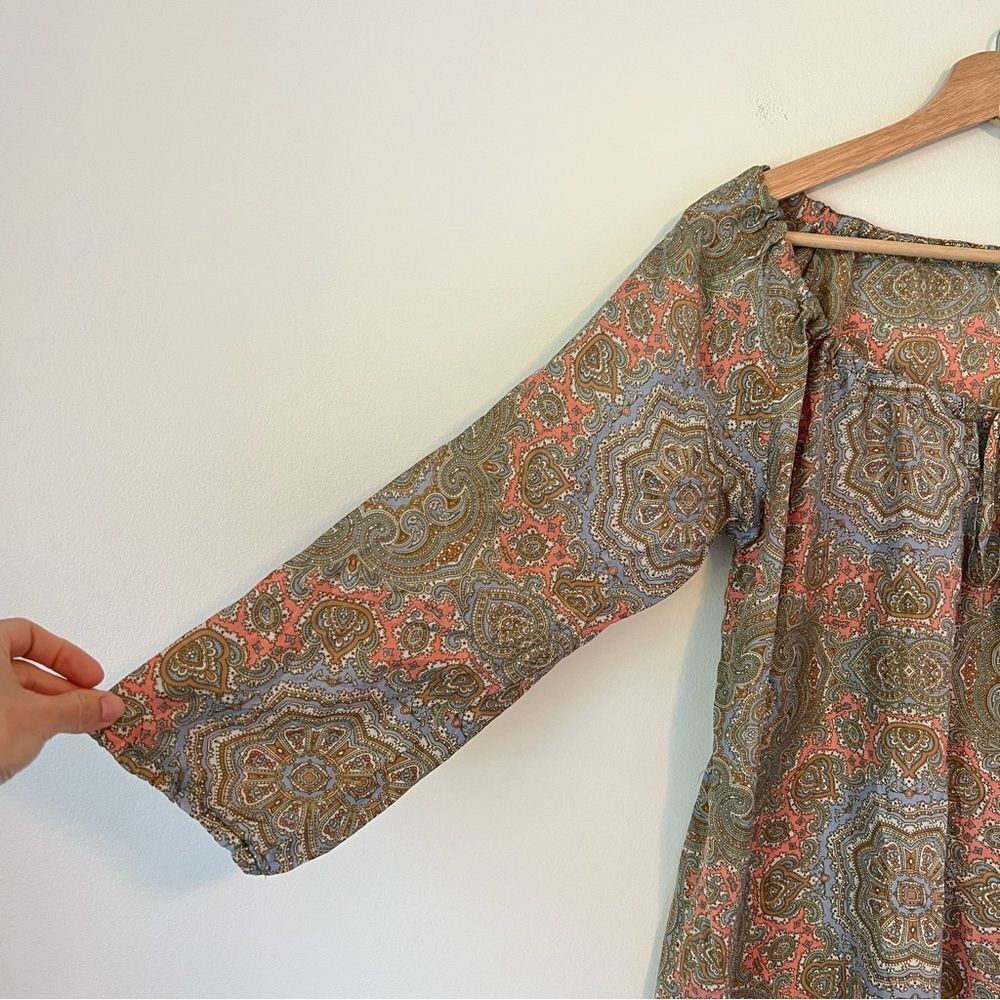 J. Crew Harbor Paisley 100% Silk Tunic Top Size Medium