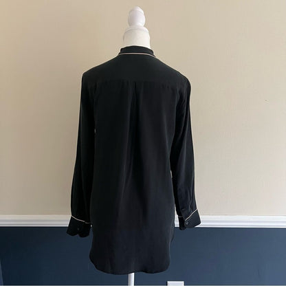 Madewell Silk Long Sleeve Tunic Shirt Blouse Size Small Black