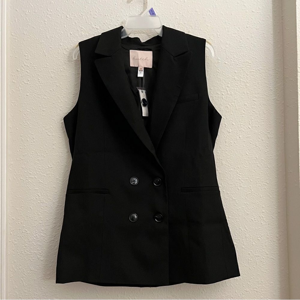 Anthropologie Hutch Longline Vest in Black NWT Size Medium