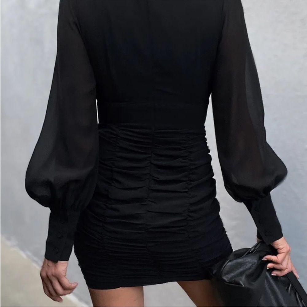 Runaway the Label Black Puff Long Sleeve Mini Dress Size 8