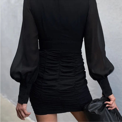 Runaway the Label Black Puff Long Sleeve Mini Dress Size 8