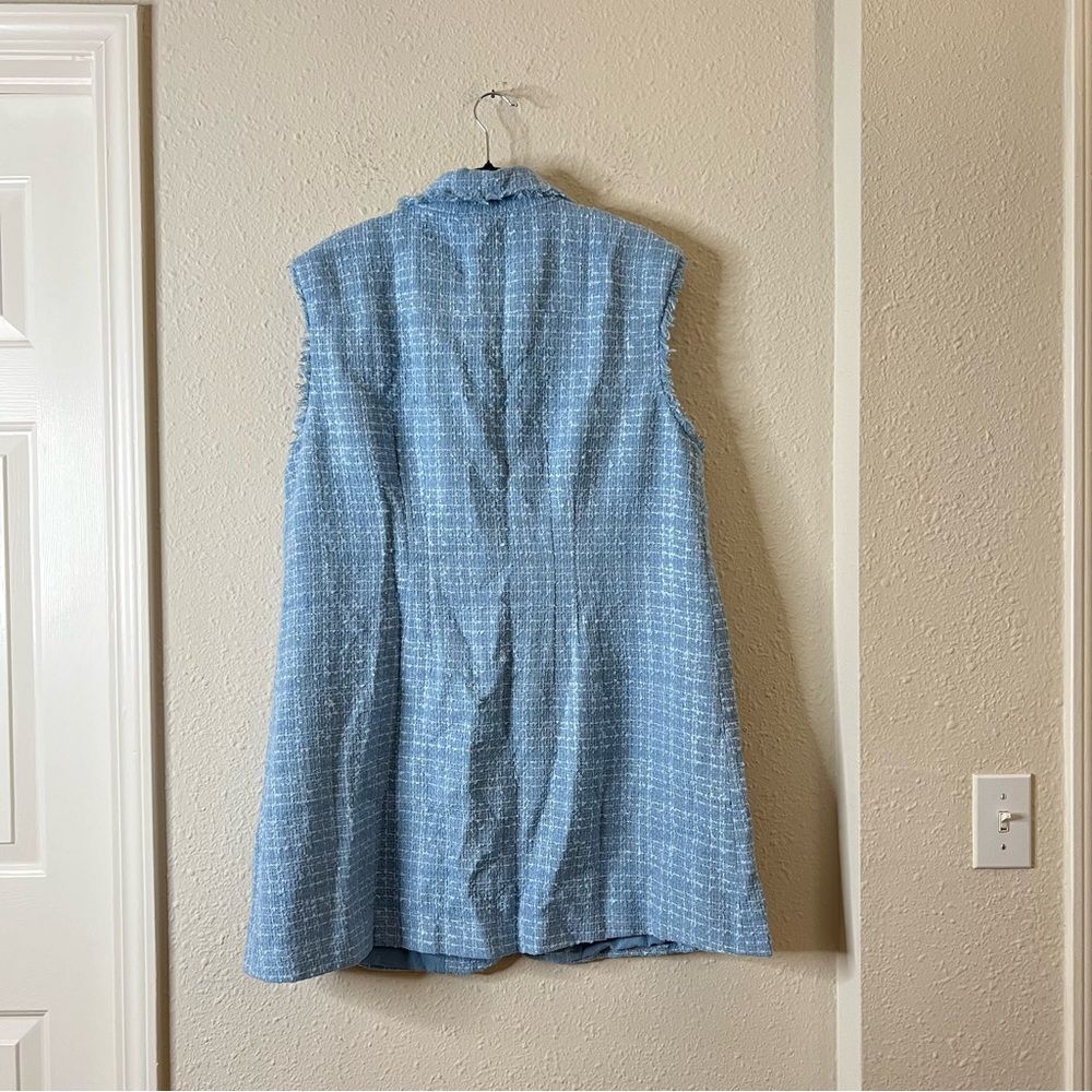 Anthropologie Maeve Sleeveless Tweed Blazer Mini Dress NEW Plus Size 18W in Blue