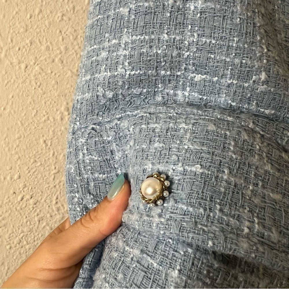 Anthropologie Maeve Sleeveless Tweed Blazer Mini Dress NEW Plus Size 18W in Blue