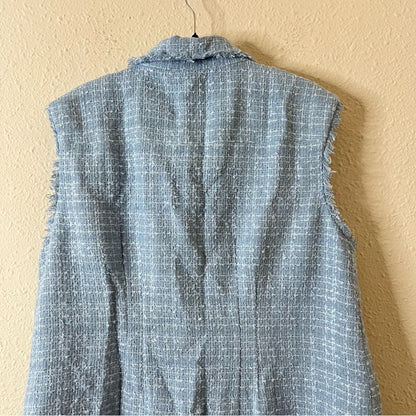 Anthropologie Maeve Sleeveless Tweed Blazer Mini Dress NEW Plus Size 18W in Blue