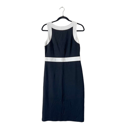 Talbots Ponte Knit Sleeveless Sheath Dress Black and White Size 6