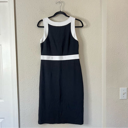 Talbots Ponte Knit Sleeveless Sheath Dress Black and White Size 6