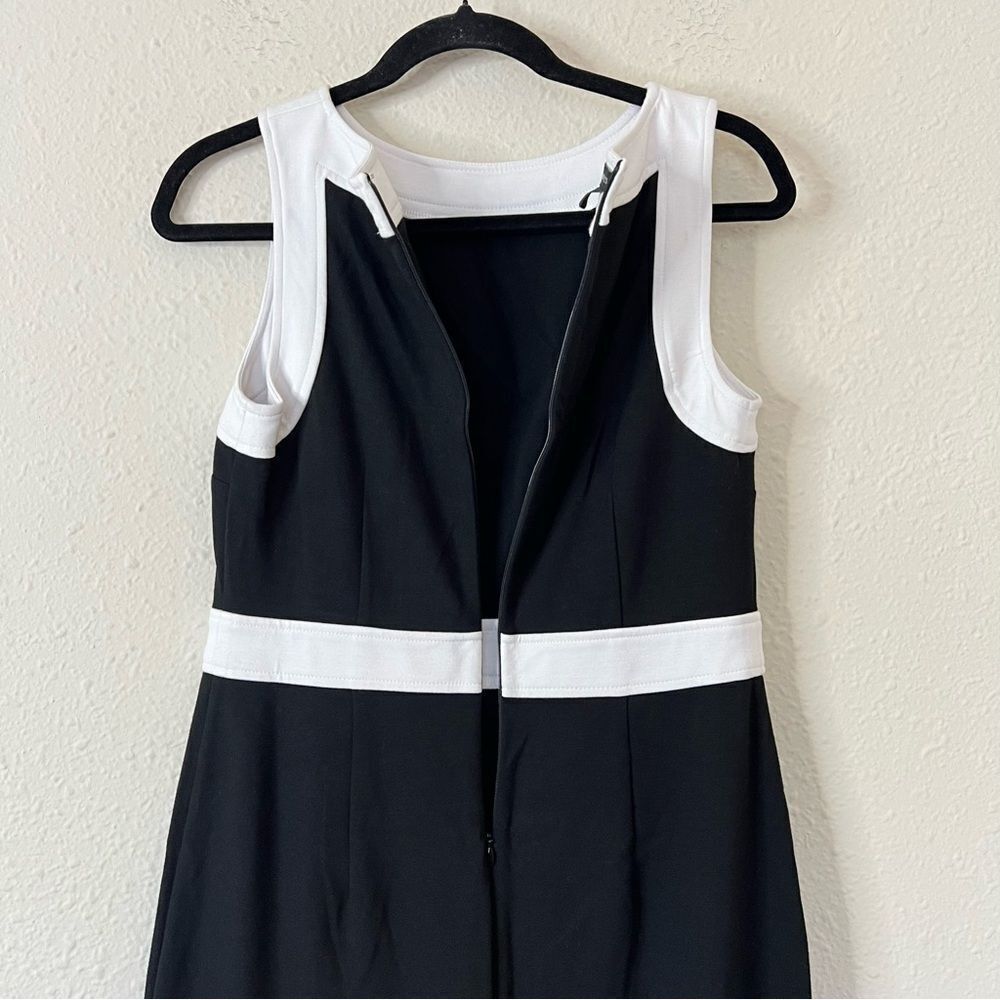 Talbots Ponte Knit Sleeveless Sheath Dress Black and White Size 6
