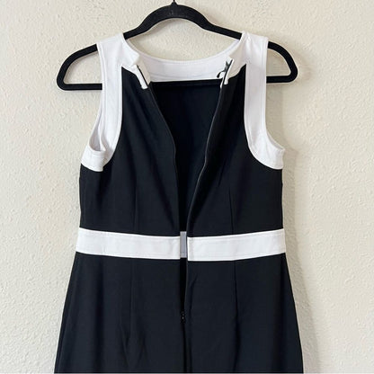 Talbots Ponte Knit Sleeveless Sheath Dress Black and White Size 6
