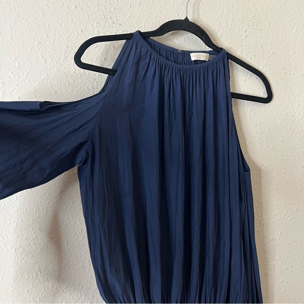 Ramy Brooks Lauren Cold Shoulder Blouse Navy Blue Size XS Long Sleeve