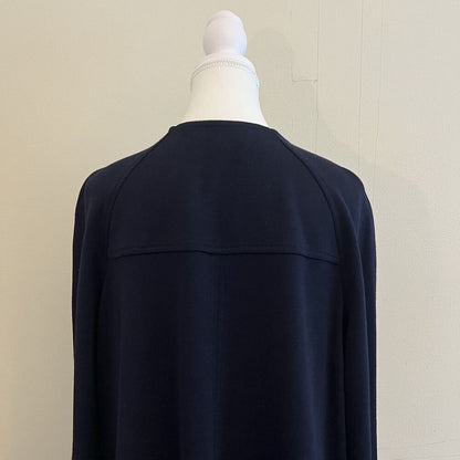 St. John Navy Blue Wool Blend Full Zip 3/4 Sleeve Knit Jacket Blazer Size Large