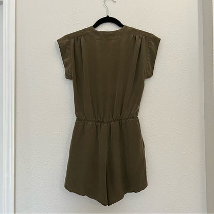 Aritzia Babaton Corbett Olive Green Silk Romper Size XS