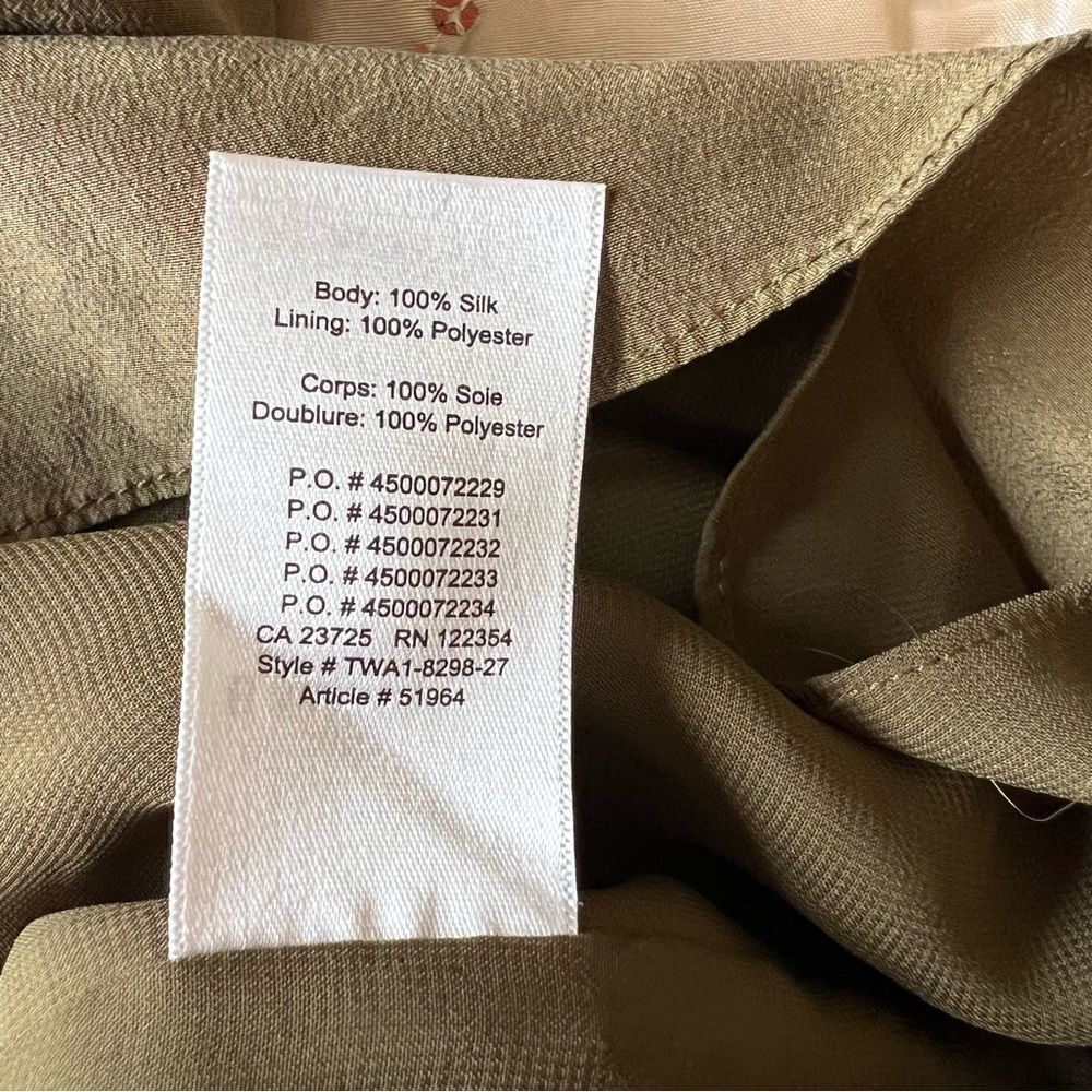Aritzia Babaton Corbett Olive Green Silk Romper Size XS