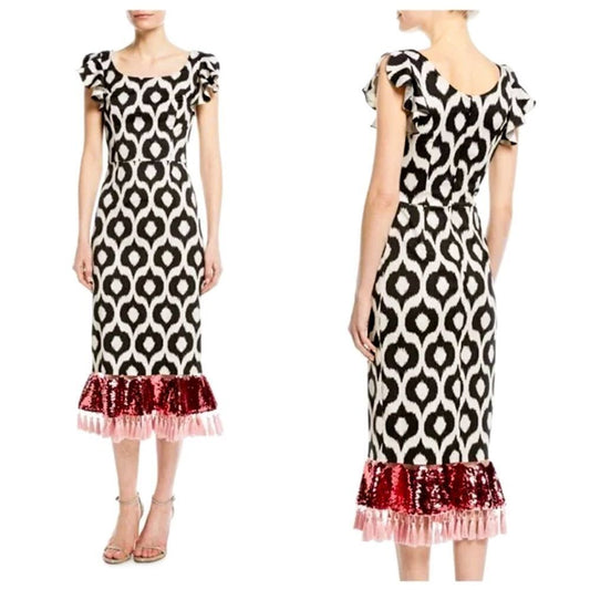Sachin + Babi Ayran Midi Sequin Tassel Cocktail Dress NEW Size 4 (FLAWED)