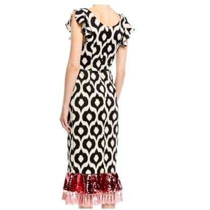 Sachin + Babi Ayran Midi Sequin Tassel Cocktail Dress NEW Size 4 (FLAWED)