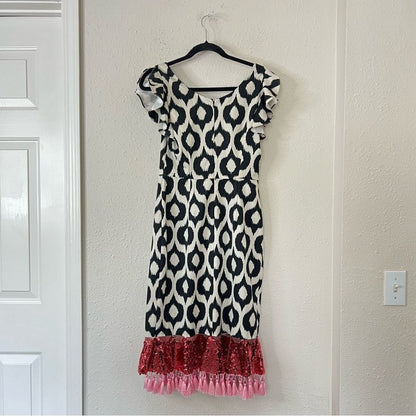 Sachin + Babi Ayran Midi Sequin Tassel Cocktail Dress NEW Size 4 (FLAWED)