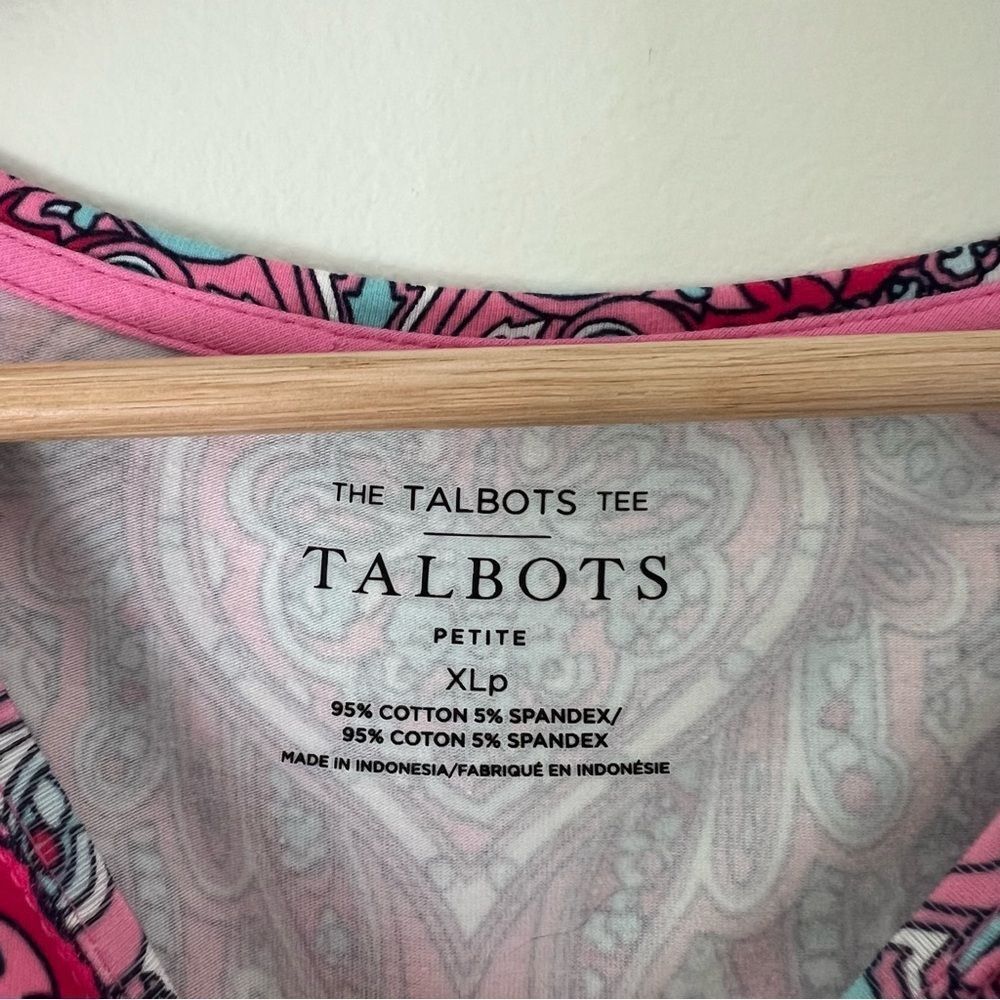 Talbots Classic Cotton Crewneck Tee in Mod Paisley Size XLP