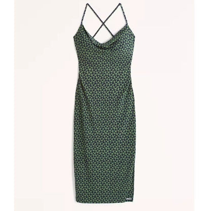 Abercrombie & Fitch Cowl Neck Strappy Midi Slip Dress NEW Size XSP
