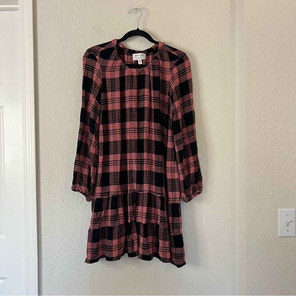 Anthropologie Cloth & Stone Daia Plaid Mini Dress Size Large (Missing Belt)