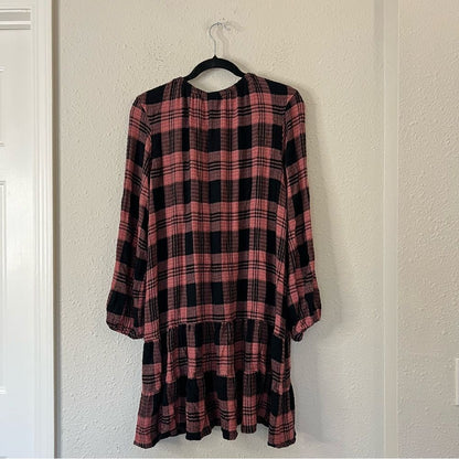 Anthropologie Cloth & Stone Daia Plaid Mini Dress Size Large (Missing Belt)