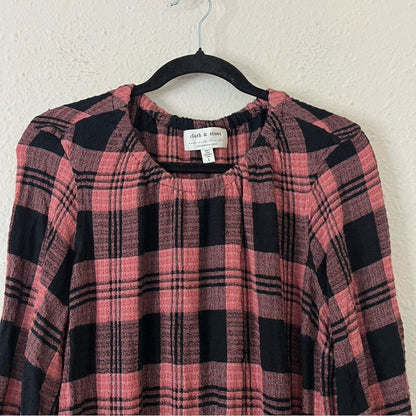 Anthropologie Cloth & Stone Daia Plaid Mini Dress Size Large (Missing Belt)
