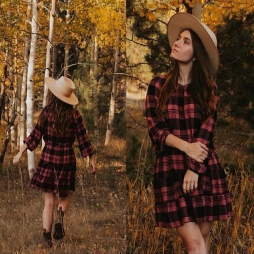 Anthropologie Cloth & Stone Daia Plaid Mini Dress Size Large (Missing Belt)