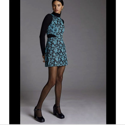 Anthropologie Hutch Floral Jacquard Cut-Out Mini Dress NEW Size 10