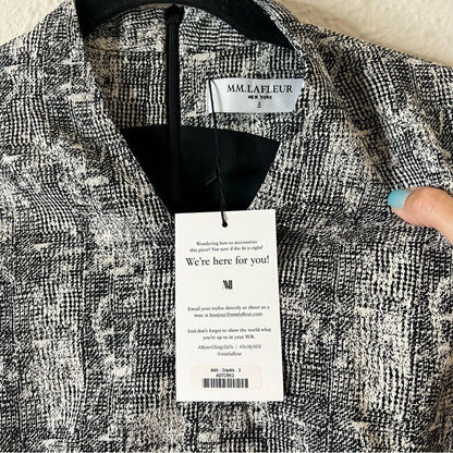 MM Lafleur Aditi Sheath Dress in Black and White Crackle Print NEW Size 2