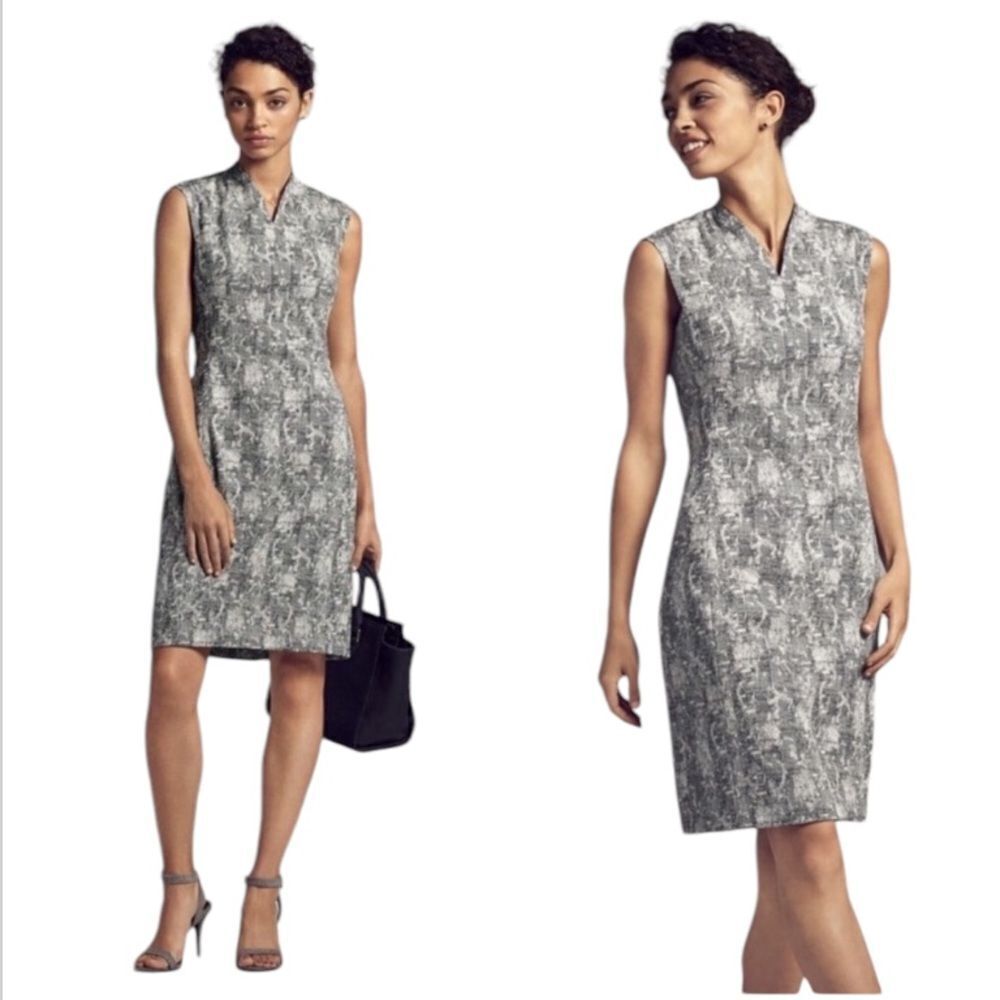 MM Lafleur Aditi Sheath Dress in Black and White Crackle Print NEW Size 2