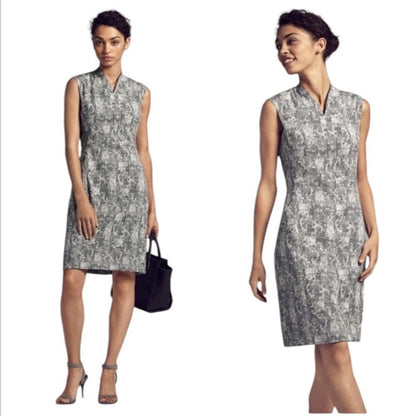 MM Lafleur Aditi Sheath Dress in Black and White Crackle Print NEW Size 2